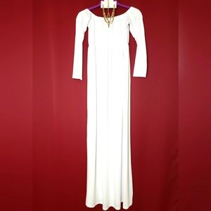 White Maternity Photoshoot dress off the shoulder (Small) Great Condition